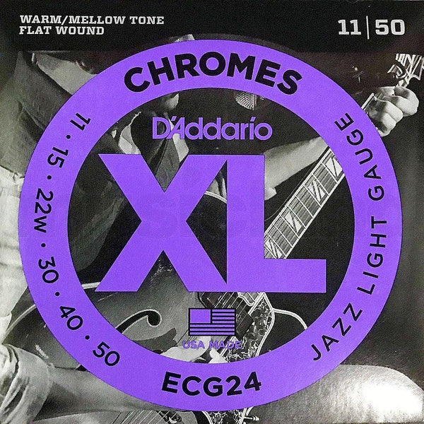 D'Addario ECG24 Chromes Flatwound Electric Strings -.011-.050 Jazz Light - Cumberland Guitars