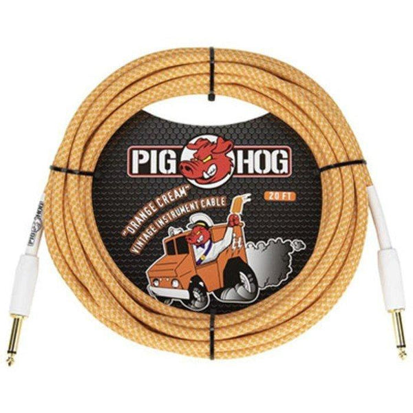 Pig Hog 20' Braided Guitar Cable - Orange Cream - PCH20OC - Cumberland Guitars