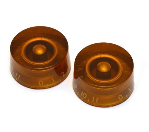 Amber Speed Knobs that go to 11 - Set of 2 - Universal Guitar Knob