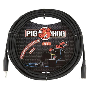 Pig Hog 20ft Headphone Extension Cable - Black - Cumberland Guitars