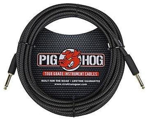 Pig Hog PCH20BK 20' Black Woven Instrument Cable Guitar Bass - Cumberland Guitars