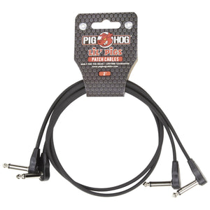 Pig Hog Lil' Pigs 2' Low Profile Flat Patch Cable - 24" - Black - 2 Pack - Cumberland Guitars